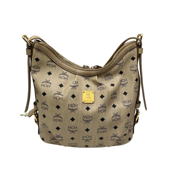 MCM Beige Visetos Coated Canvas Leather Hobo Basg - Picture 2 of 9